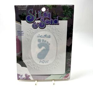 STITCH & SEND Cross Stitch Kit Baby Footprint 2153 Mailer Card Shower Gift NIP